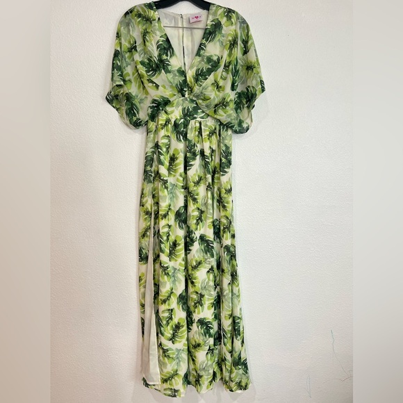 Buddy Love Evelyn Maui Maxi Dress White Green Women’s Size XS - Picture 3 of 7
